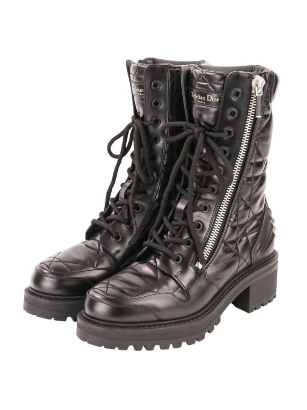 Dior D-leader Cannage Leather Quilted Boots Black